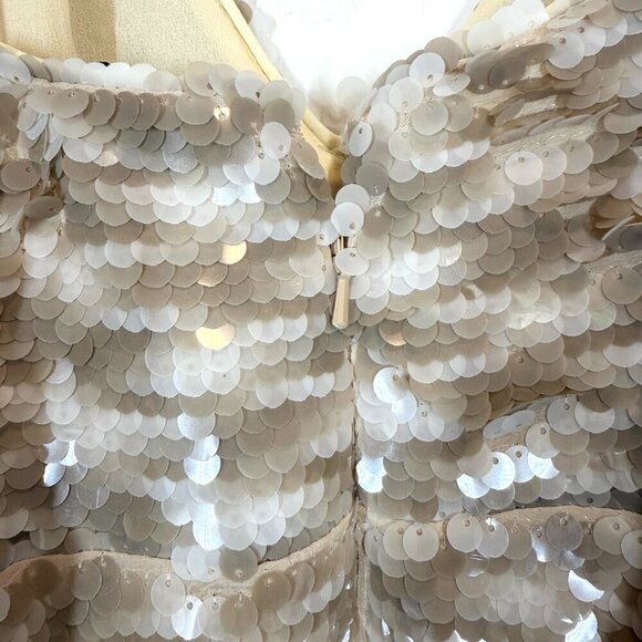 Sequin Dress Tan Cream Cocktail Semi Formal XS - Picture 8 of 11